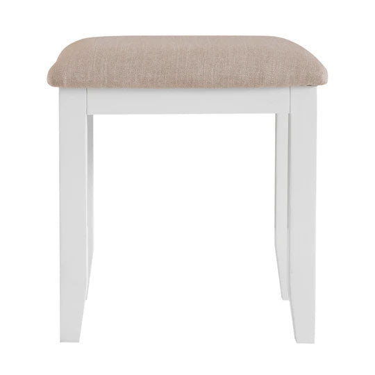 Tattershall Oak Top Dressing Stool in White by Lavishway | Dressing Table Stools-33090