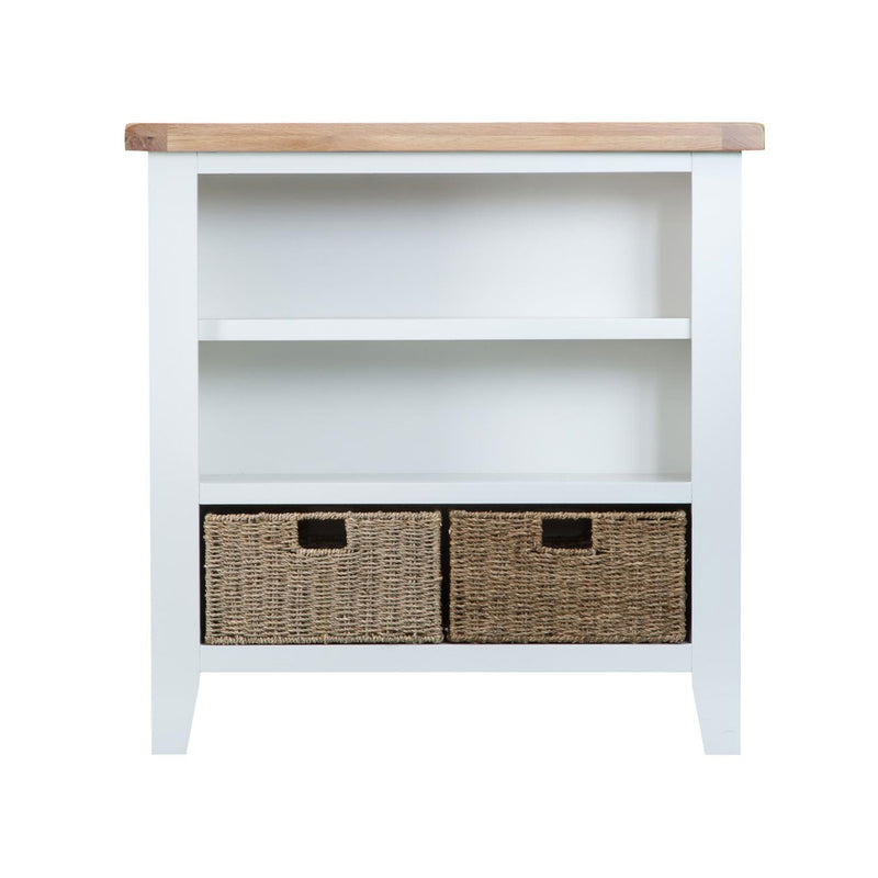 Tattershall Oak Top White Small Wide Bookcase by Lavishway | Book Shelves and Cabinets-33085