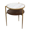 Tavi Walnut Finish & Marble Top Side Table by Lavishway | Side Tables-23000