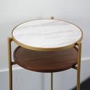 Tavi Walnut Finish & Marble Top Side Table by Lavishway | Side Tables-23001