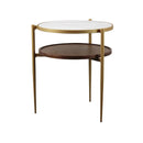 Tavi Walnut Finish & Marble Top Side Table by Lavishway | Side Tables-22999