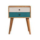 Swindon White & Teal 2 Drawers Bedside Table by Lavishway | Bedside Tables-57050