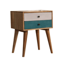 Swindon White & Teal 2 Drawers Bedside Table by Lavishway | Bedside Tables-57049