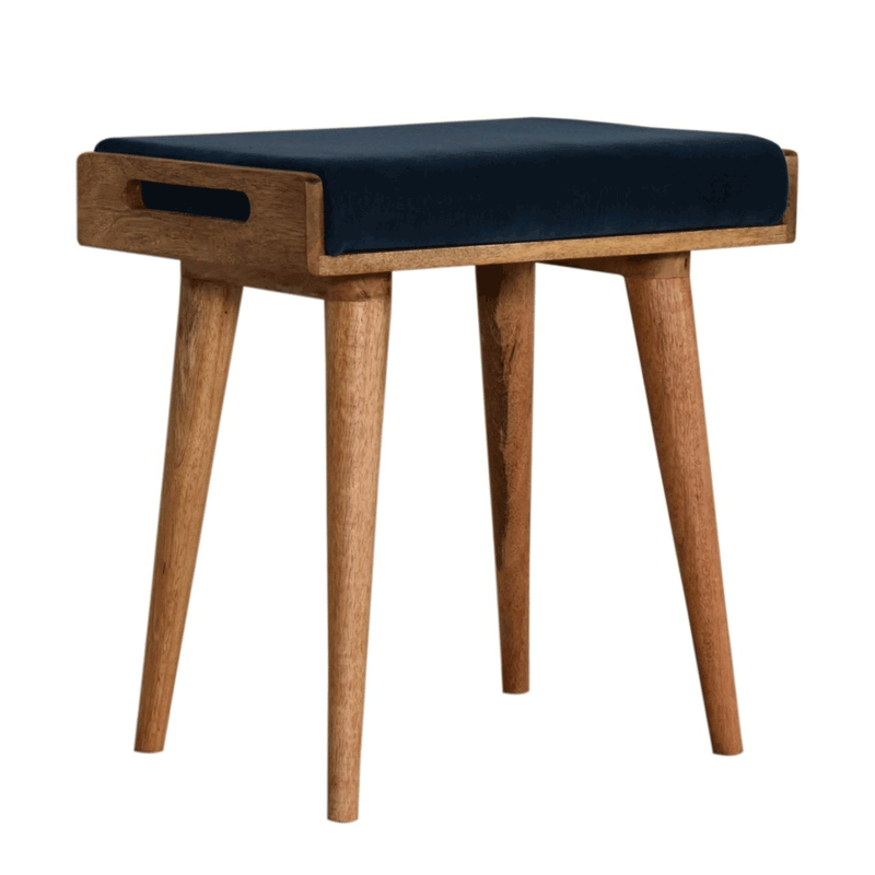 Utterly Teal Velvet Tray Style Footstool by Lavishway | Footstool-57043