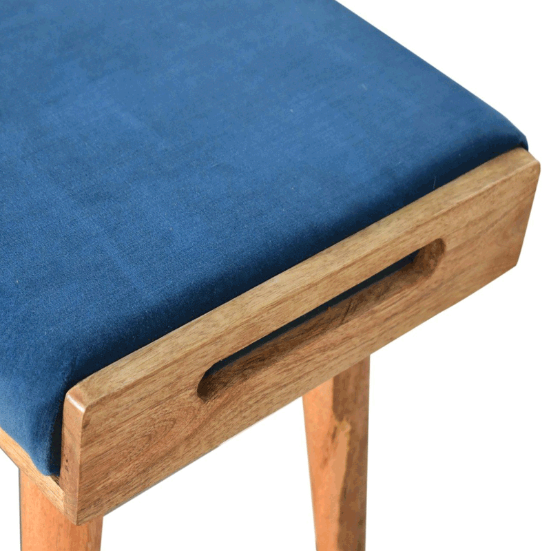 Utterly Teal Velvet Tray Style Footstool by Lavishway | Footstool-57047