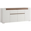 Toronto Oak White High Gloss 4 Door Sideboard by Lavishway | Sideboards-44525