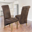 Treviso Brown Leather Dining Chair Set of 2 by Lavishway | Dining Chairs-33505