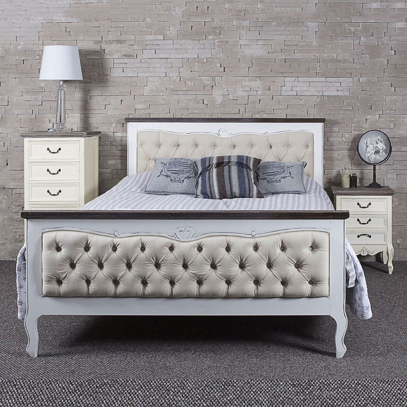 Heart White Fabric King Size Bed by Lavishway | Fabric Beds-23613