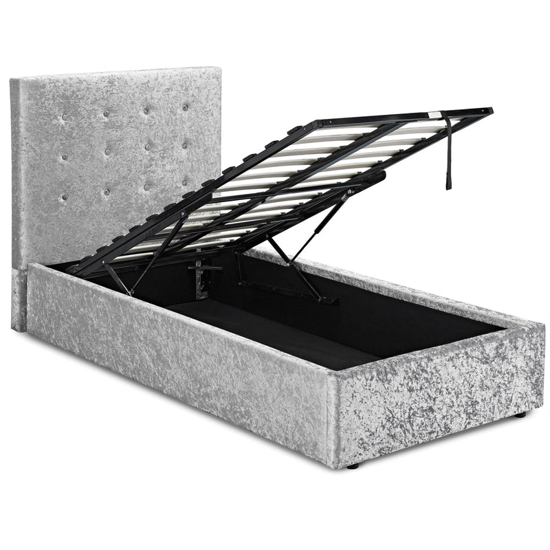 Rimini Crushed Velvet Single Ottoman Bed by Lavishway | Ottoman Beds-37991