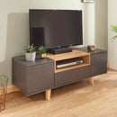 Grey & Oak Finish 2 Door 1 Drawer TV Unit by Lavishway | TV Units Cabinets-43142