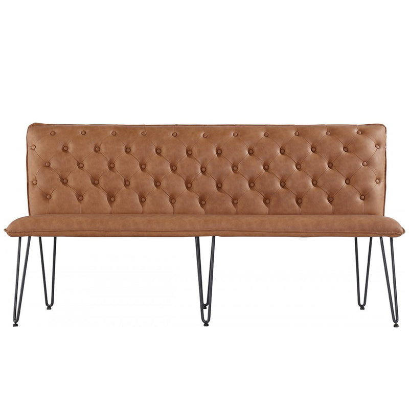Studded Back Tan Leather Dining Bench by Lavishway | Dining Benches-31412