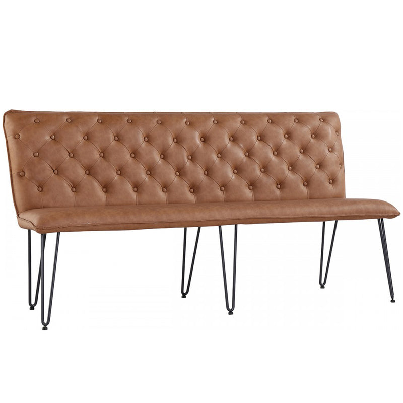 Studded Back Tan Leather Dining Bench by Lavishway | Dining Benches-31411