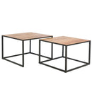 Swellegant Industrial Oak Finish Coffee Nest by Lavishway | Nest of Tables-32397