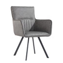Carver Grey Leather Accent Chair in Pair by Lavishway | Armchairs-31303