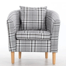 Tartan Grey Fabric Deluxe Tub Chair by Lavishway | Fabric Sofas-41444