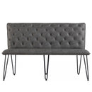 Studded Back Grey Leather Dining Bench by Lavishway | Dining Benches-31396