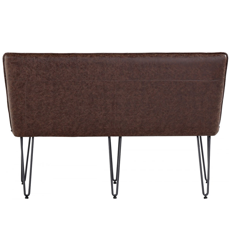 Studded Back Brown Leather Dining Bench by Lavishway | Dining Benches-31405