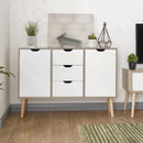 White 2 Door 3 Drawer Oak Cupboard by Lavishway | Cupboards-39245