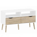 Oslo 2 Drawers White & Oak TV Unit by Lavishway | TV Units Cabinets-41803