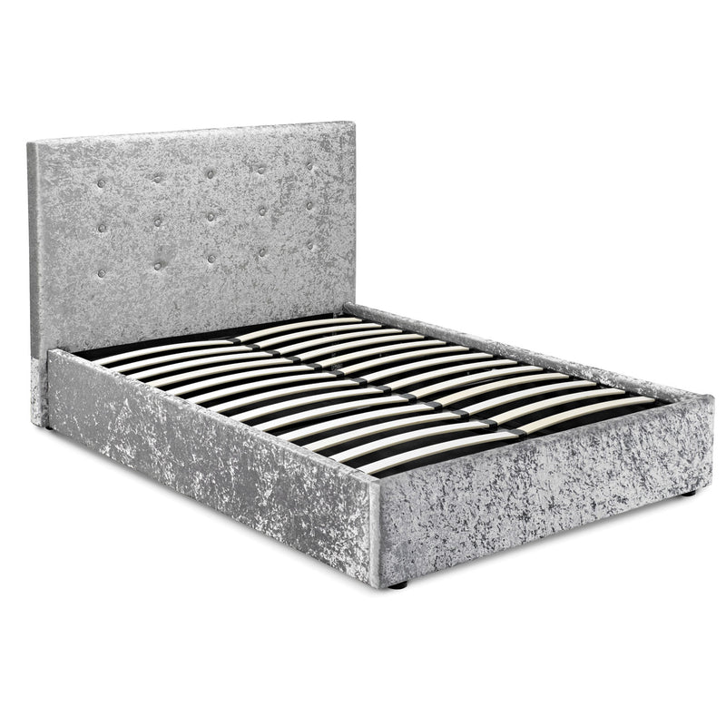 Rimini Crushed Velvet Silver Kingsize Bed by Lavishway | Ottoman Beds-37968