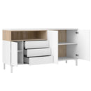 Roomers White and Oak 3 Doors Sideboard by Lavishway | Sideboards-41223