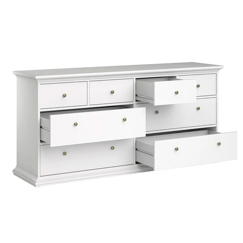 Paris Wooden White 8 Chest Of Drawers by Lavishway | Chest Of Drawers-42149