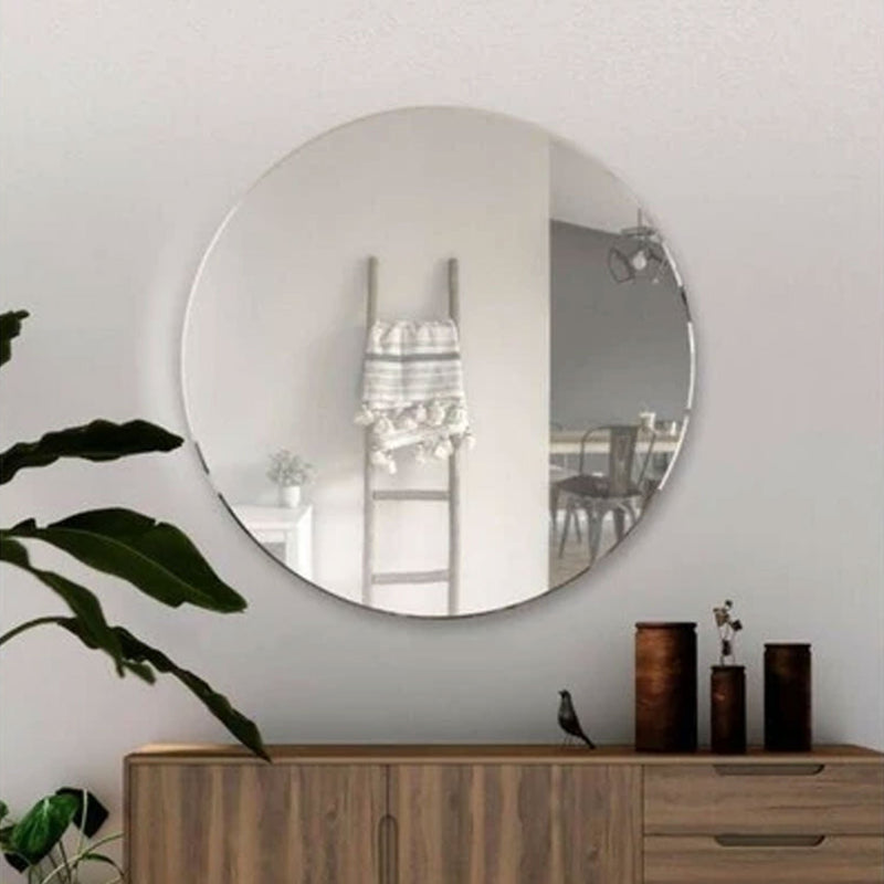 Classic Frameless Beveled Round Mirror by Lavishway | Wall Mirrors-38766