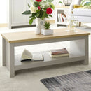 Open Shelf Coffee Table in Oak & White by Lavishway | Coffee Tables-38457