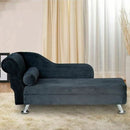 Deluxe Velvet Chaise Lounge in Black by Lavishway | Chaise Lounges-42540