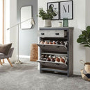 2 Door Grey Shoe Storage Cupboard With Drawer by Lavishway | Shoe Cabinets-43249