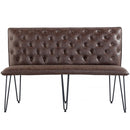 Studded Back Brown Leather Dining Bench by Lavishway | Dining Benches-31404