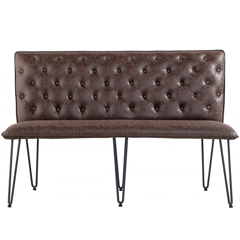 Studded Back Brown Leather Dining Bench by Lavishway | Dining Benches-31404