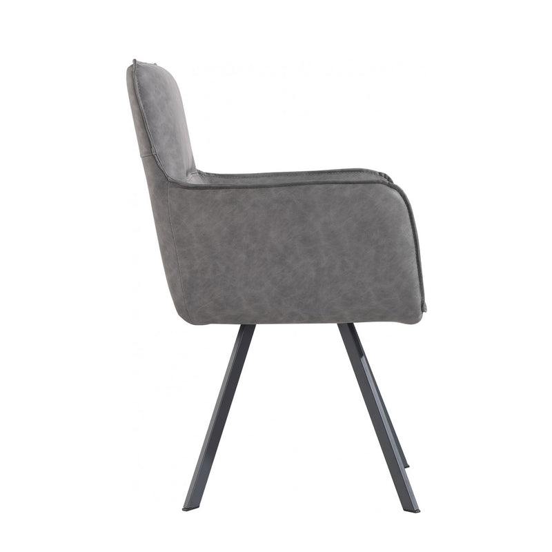 Carver Grey Leather Accent Chair in Pair by Lavishway | Armchairs-31306