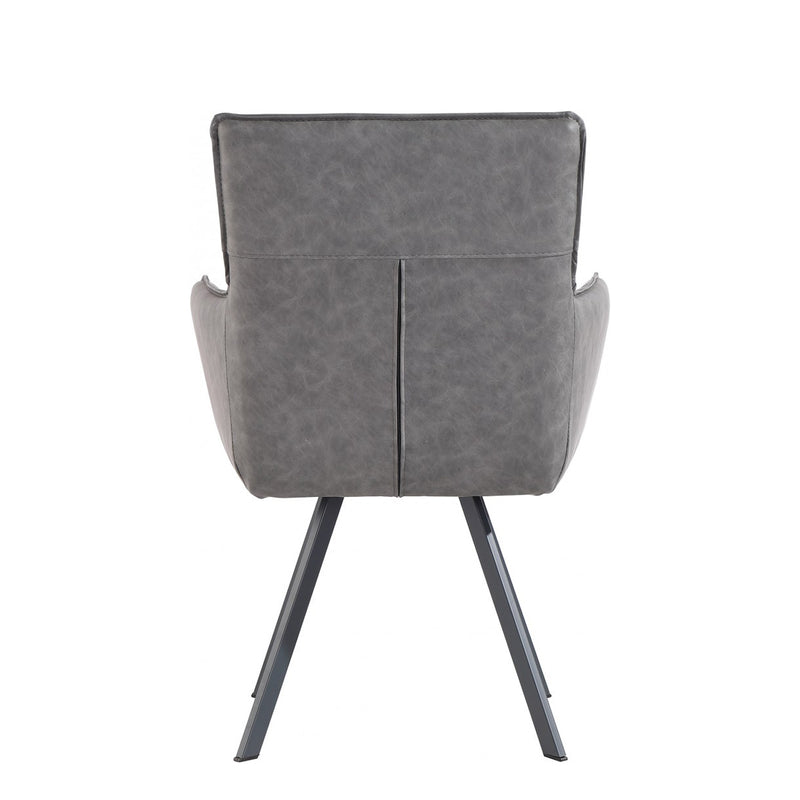 Carver Grey Leather Accent Chair in Pair by Lavishway | Armchairs-31305