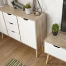 White 2 Door 3 Drawer Oak Cupboard by Lavishway | Cupboards-39248