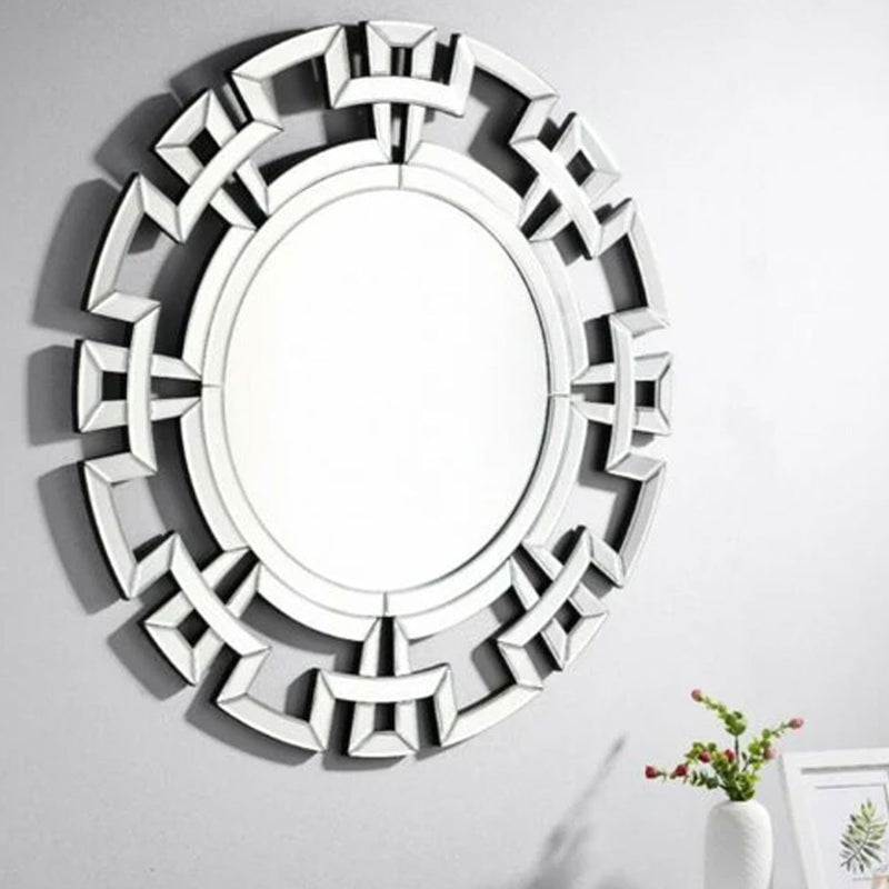 Decorative Silver Round Hallway Wall Mirror by Lavishway | Wall Mirrors-41624