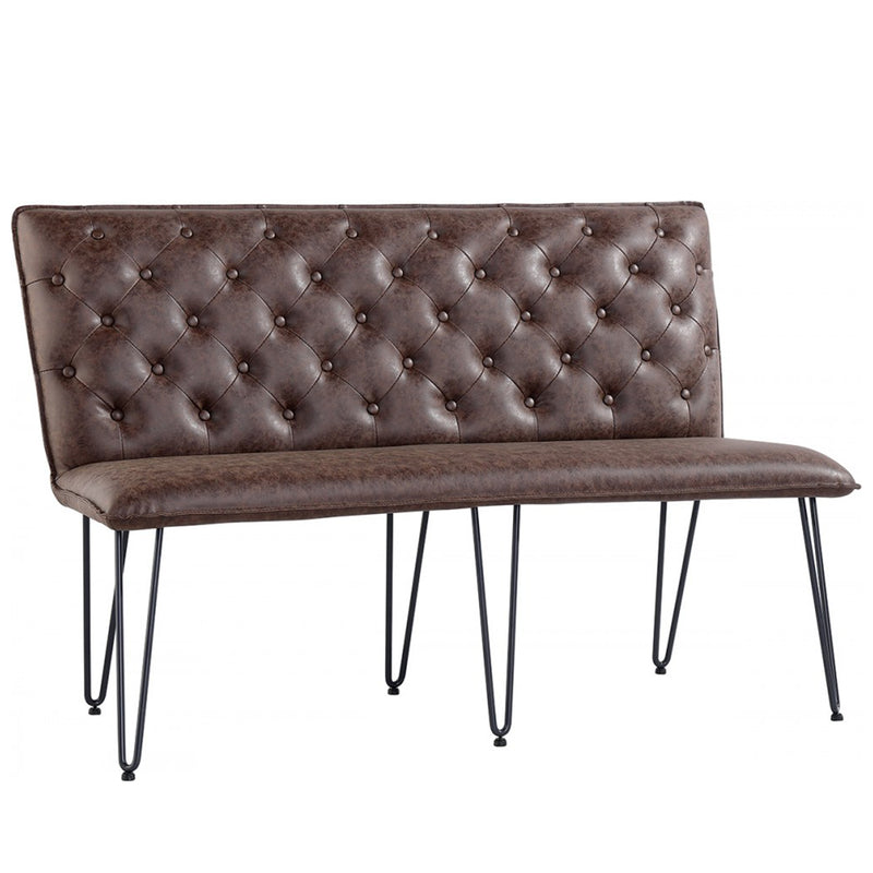 Studded Back Brown Leather Dining Bench by Lavishway | Dining Benches-31403