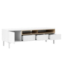 Roomers White and Oak 2 Door 1 Drawer TV Unit by Lavishway | TV Units Cabinets-41198
