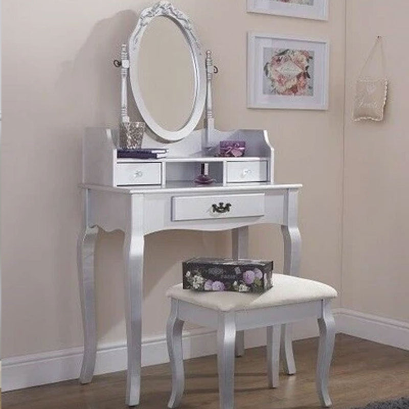 Set of Stylish Dressing Table in Silver by Lavishway | Dressing Tables-38709