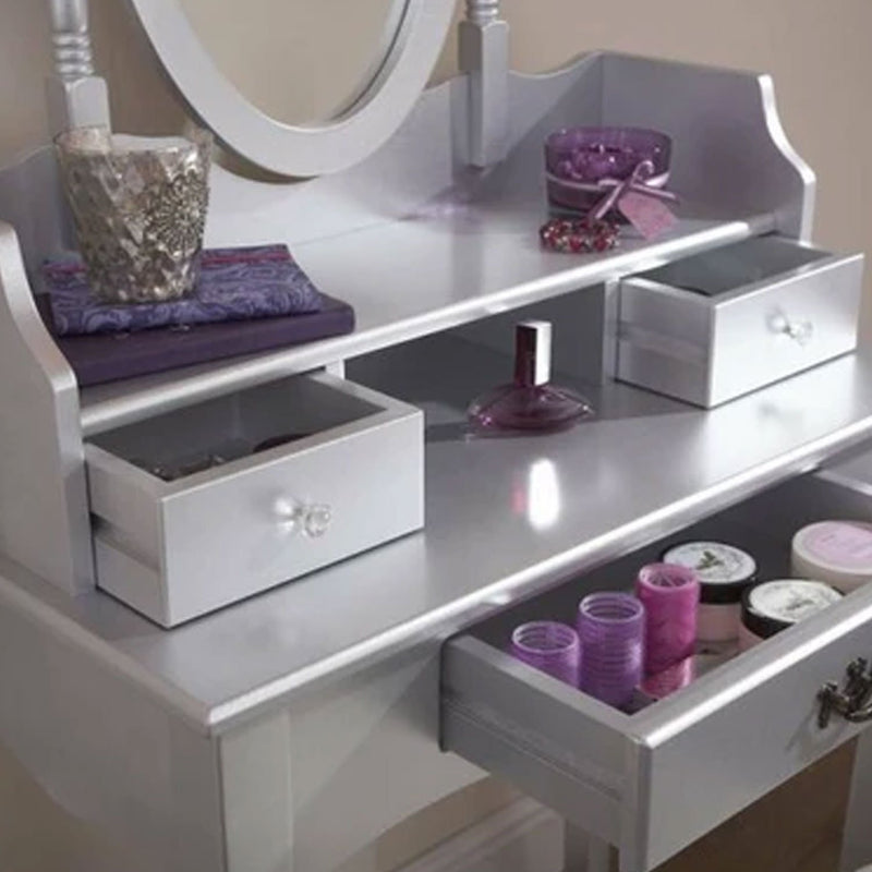 Set of Stylish Dressing Table in Silver by Lavishway | Dressing Tables-38710