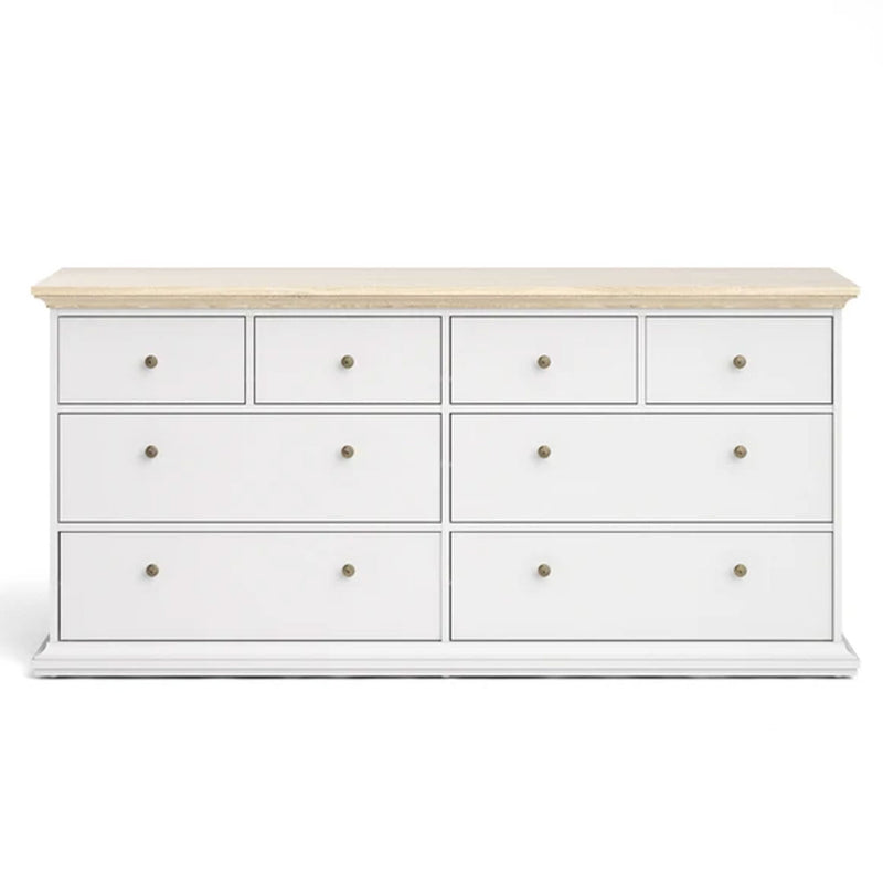 Paris Wooden White & Oak Chest of 8 Drawers by Lavishway | Chest Of Drawers-42157