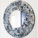 Mosaic Gold Brushed Decorative Round Mirror by Lavishway | Wall Mirrors-41563