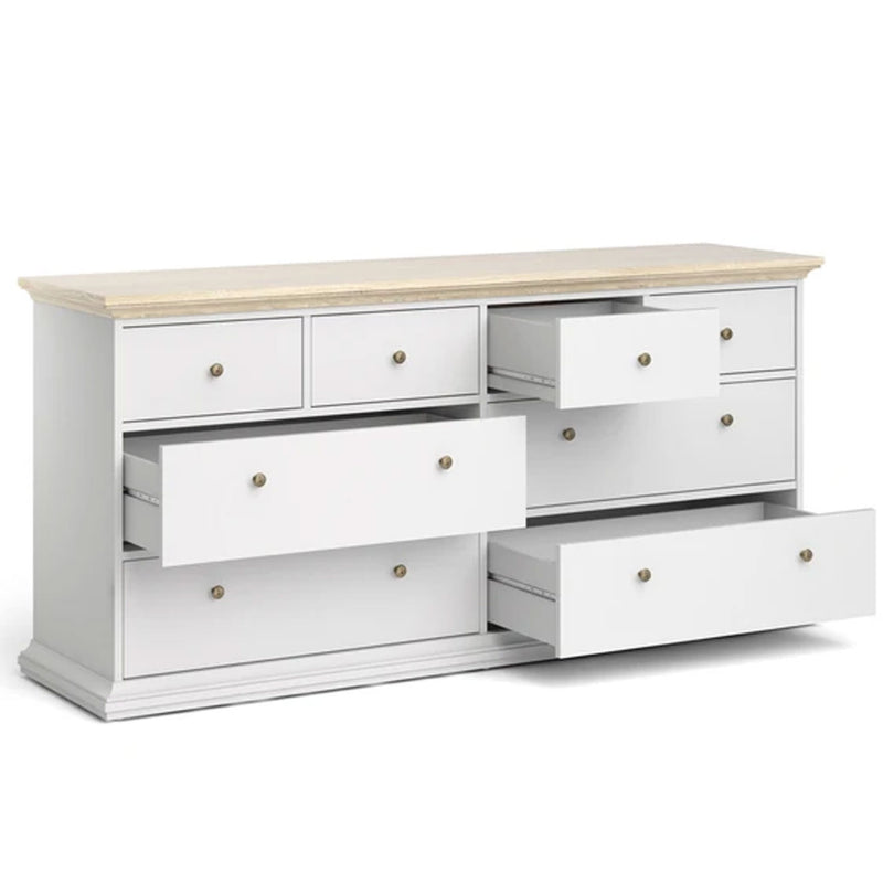 Paris Wooden White & Oak Chest of 8 Drawers by Lavishway | Chest Of Drawers-42155