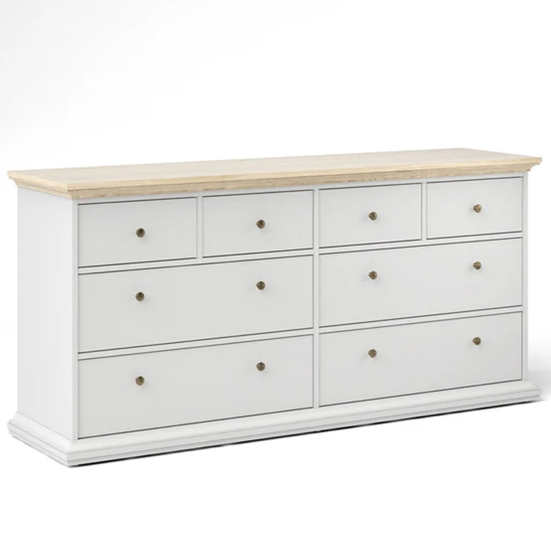 Paris Wooden White & Oak Chest of 8 Drawers by Lavishway | Chest Of Drawers-42156