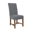 Upholstered Check Grey Dining Chair Set of 2 by Lavishway | Dining Chairs-36196