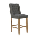 Fabric Light Grey Button Back Stool by Lavishway | Bar Stools-36186
