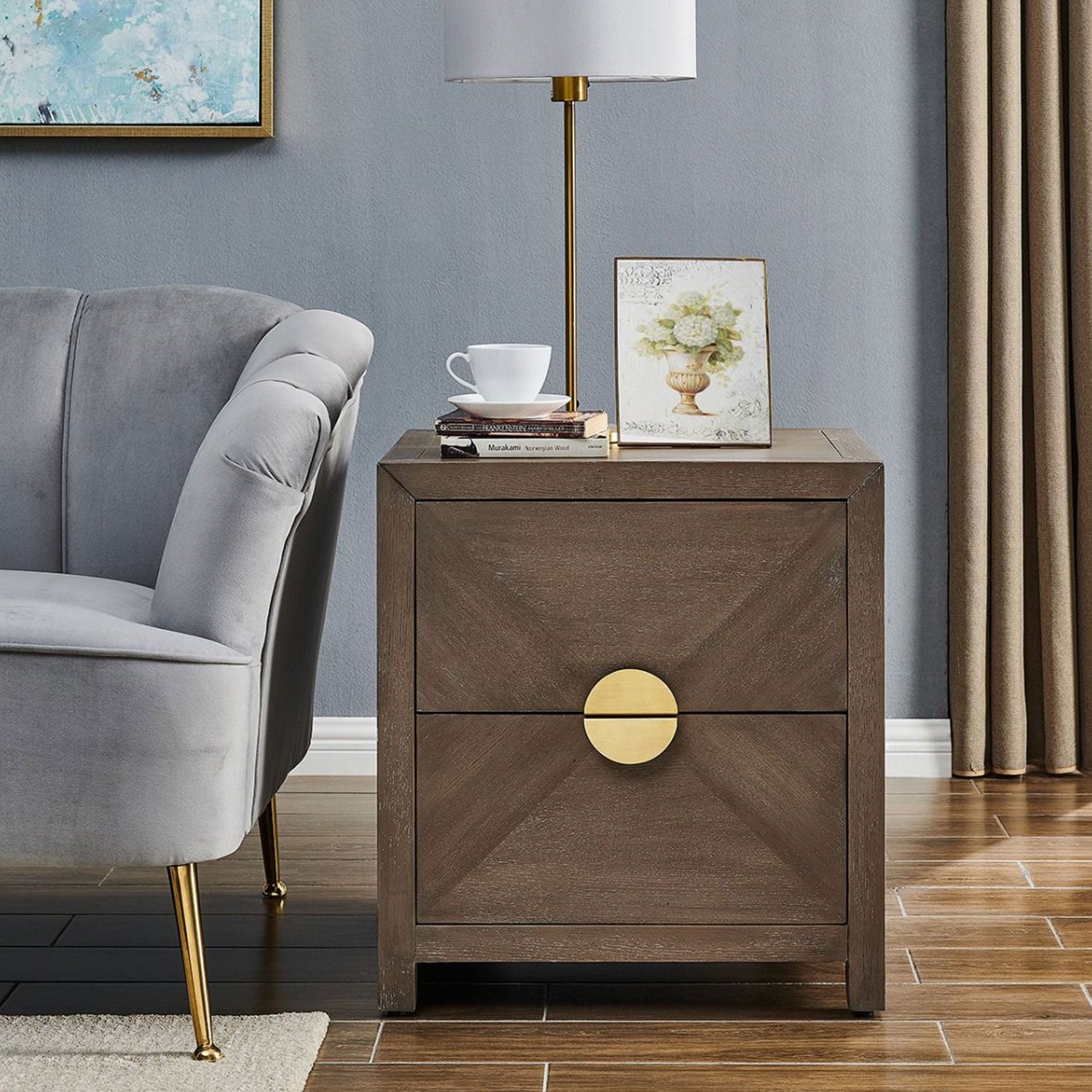 Valencia 2 Drawers Square Side Table | Lavishway UK
