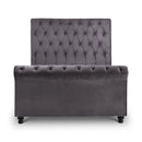Valentino Grey Velvet Sleigh Bed Frame by Lavishway | Velvet Bed-60582