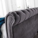 Valentino Grey Velvet Sleigh Bed Frame by Lavishway | Velvet Bed-60584