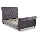 Valentino Grey Velvet Sleigh Bed Frame by Lavishway | Velvet Bed-60581